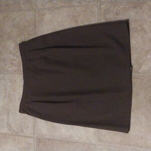 Women 100% Pure Wool Skirt Brown Fully Lined Pockets Siz 12 Midi Career Neutral